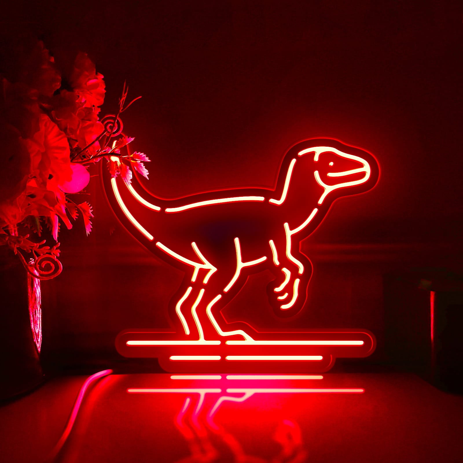 Dinosaur Led Light Box, Dimmable Neon-Like Light Signs USB Power for Wall Decor Bedroom Decoration, RGB Light (WxH) 8"x7"