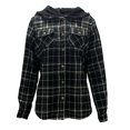 thumbnail image 3 of RYRJJ Womens Oversized Plaid Shacket Jacket Long Sleeve Button Down Sherpa Fleece Lined Hooded Jackets Winter Warm Outerwear Coat(Black,XL), 3 of 4