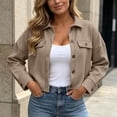 thumbnail image 2 of Enjoytime Cropped Jackets for Women Lapel Long Sleeve Button Down Shacket Fall Fashion Lightweight Trendy Casual Outerwear, 2 of 8