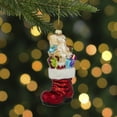 thumbnail image 2 of Northlight 4.5" Shiny Red Present Filled Stocking Hanging Glass Christmas Ornament, 2 of 5