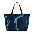 thumbnail image 2 of Sigee Blue Marble And Gold Print Extra Large Waterproof Beach Travel Bag with Zipper - Durable and Versatile for Vacation, Gym, and Daily Use, 2 of 7