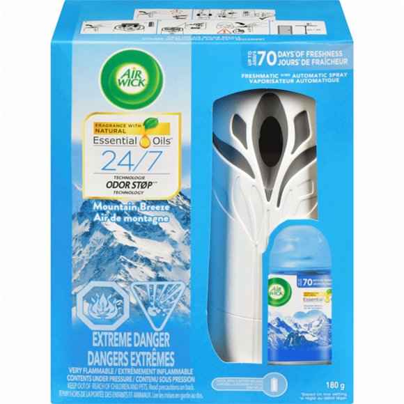 Freshmatic Désodorisant, Trousse de Pulvérisation Automatique, Brise de Montagne, 1 Appareil + 1 Recharge