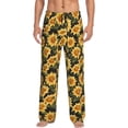 thumbnail image 1 of Balery Vintage Black Plaid Sunflower Pantalones de pijama para hombre, pijama ultraligero, pantalón de descanso-Small, 1 of 6