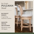 thumbnail image 3 of Maven Lane Pullman Wooden Swivel Kitchen Bar Stool, Weathered Oak, Set of 4, 3 of 6