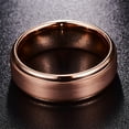 thumbnail image 3 of 8mm Men's Rose Gold Plated Tungsten Rings Wedding Band with Step Beveled Edges Size 7-12, 3 of 5