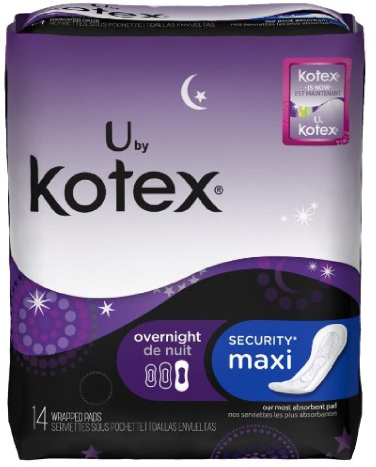 U by Kotex Maxi Pads, Overnight, Unscented 14 ea (Pack of 4) 