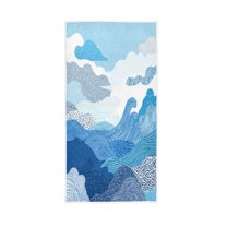 Bath Towel Single-Sided Printed Highly Absorbent Soft Quick Towel for Bathroom Spa Gym & Sports Hand Drawn Doodle Pattern