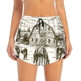 thumbnail image 2 of Balery Horses Grazing On Meadow Pantalones cortos deportivos para mujer con forro y dos bolsillos, elásticos, para entrenamiento, gimnasio, yoga-X-Large, 2 of 7