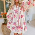 thumbnail image 1 of Ovzne Robes pour Femmes Robe de Plage Robe à Manches Longues pour Femmes à Cordon Imprimée Florale Robe Ample Robe de Printemps à Manches Longues Imprimée Liquidation, 1 of 5