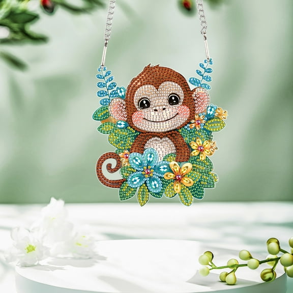 Flower Monkey Diamond Art Painting Kit Hanging