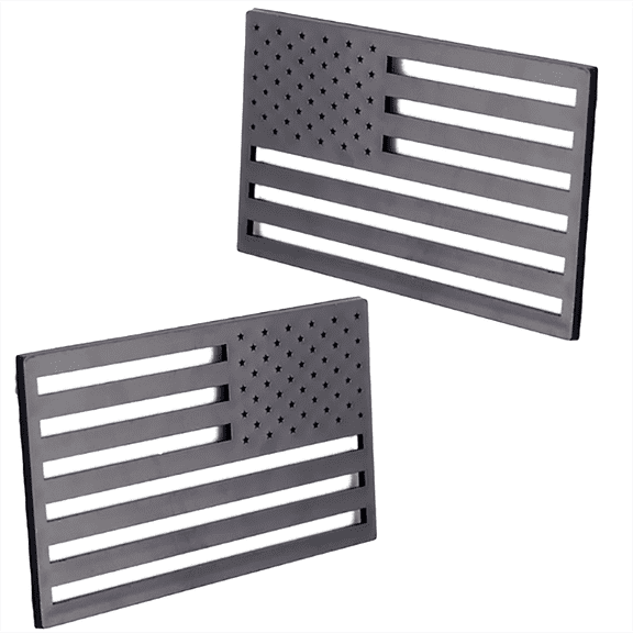 3D Metal All Black American Flag Emblem Decal Stickers (1 Pair), Matte Black 5" x 3" Patriotic USA US Flag Car Decals Bumper Stickers for Truck, Window, Motorcycle