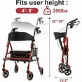 thumbnail image 2 of Aukfa Lightweight Rollator Walker with Seat,8" Big Wheels All Terrain Portable Rolling Walker for Seniors,350 lbs Capacity, Red, 2 of 5