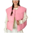 thumbnail image 5 of Xdegoge Women Vest Round Neck Zip Up Fluffy Oversized Cute Puffer Vest Casual Outdoor Winter Fashion Sleeveless Quilted Jacket with Pocket Plain Y2K Outfits 2025, 5 of 9