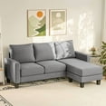 thumbnail image 3 of Furmax 70" Convertible Sectional Sofa Couch 3-Seat L-Shaped Small Sofa Couch with Reversible Chaise for Small Living Room, Apartment and Small Space, Linen Gray, 3 of 9