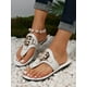 thumbnail image 2 of opean And American Style Plus Size Women's Metal Large Disc Sandals With Toe Ring And Open Toe, Fashionable Slippers For Casual And Beach Outfits I, 2 of 5