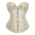 thumbnail image 2 of Tops de corsé Prolriy para mujer, conjuntos de top de corsé con bustier para mujer, faja de cintura de satén negro, tops góticos de talla grande, tops de mujer beige XL, 2 of 4