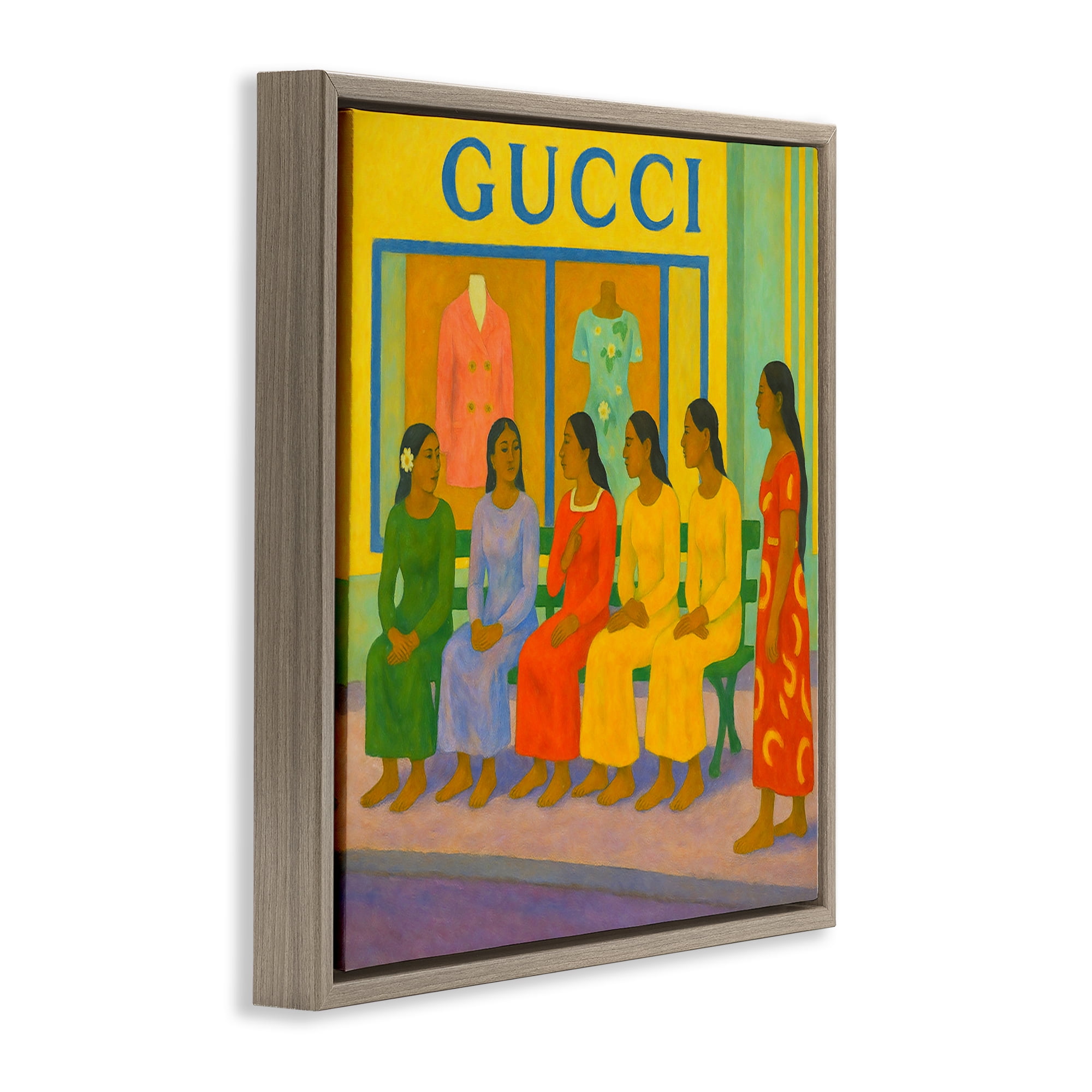 Stupell Industries Gaugin Style Glam Brown Framed Floater Canvas Wall Art, design by Grotto Studios