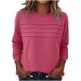 thumbnail image 2 of LIaqionyy Women Tops Long Sleeve Blouses Casual Crew Neck Pleated Tunic Shirts Loose Fashion Business Clothes, 2 of 5