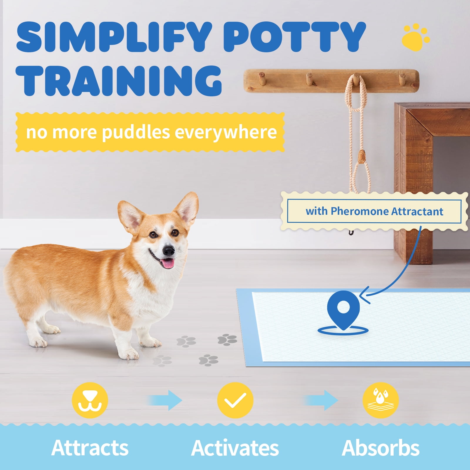 Powools Puppy Pads, Extra Large, 6-Layer Leak-Proof and Super Absorbent, 98 Count, 34” x 28”