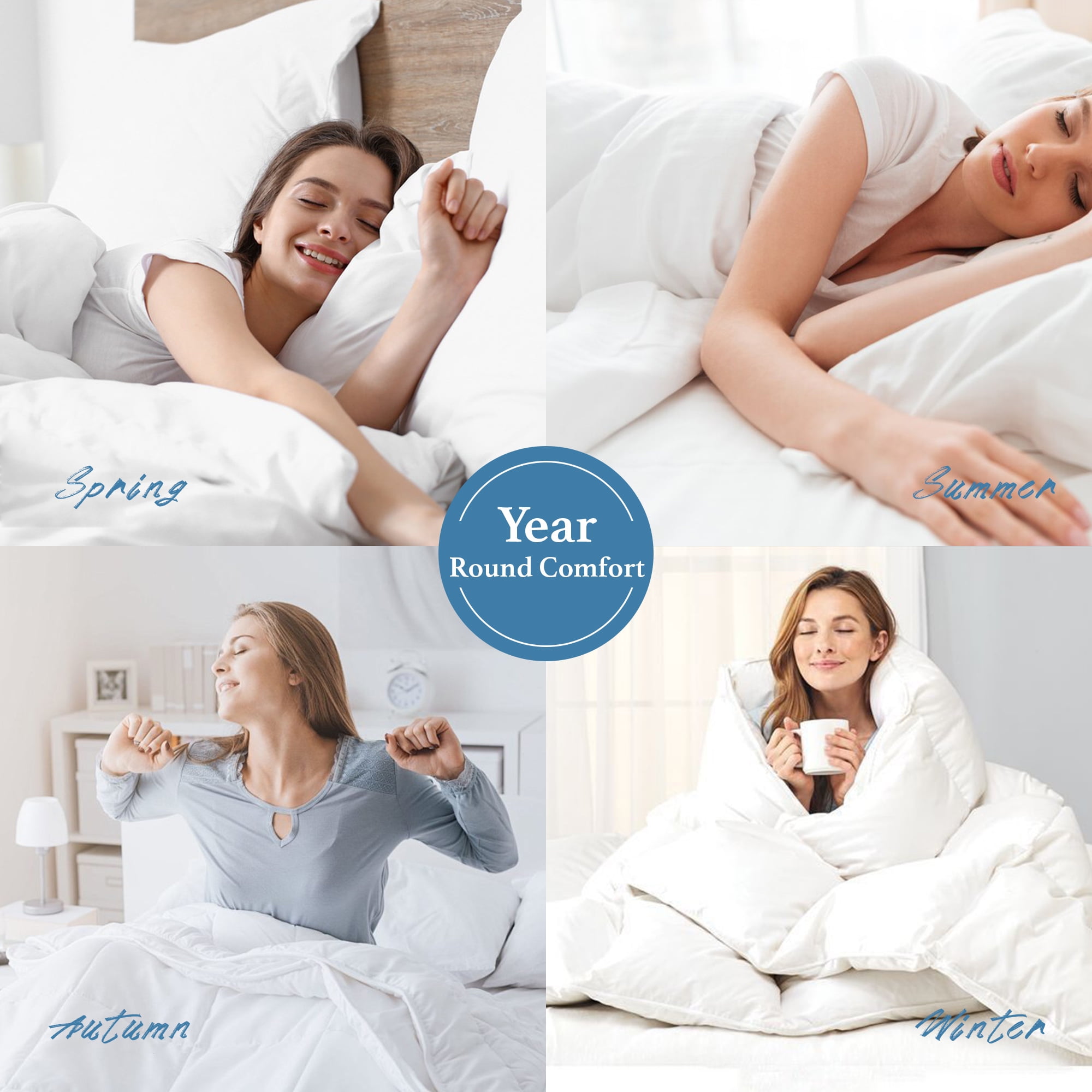 HOMTEC Reversible 2-Piece Comforter Set, All Season Double-Sided Comforter with 1 Pillowcase, Twin/Twin XL Size, Blue