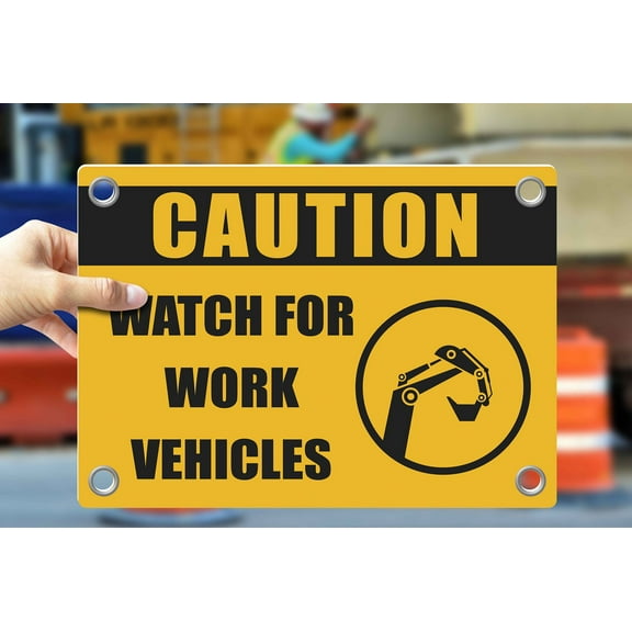 WATCH FOR WORK VEHICLES | Warning Notice Caution Danger 3mm PVC Sign