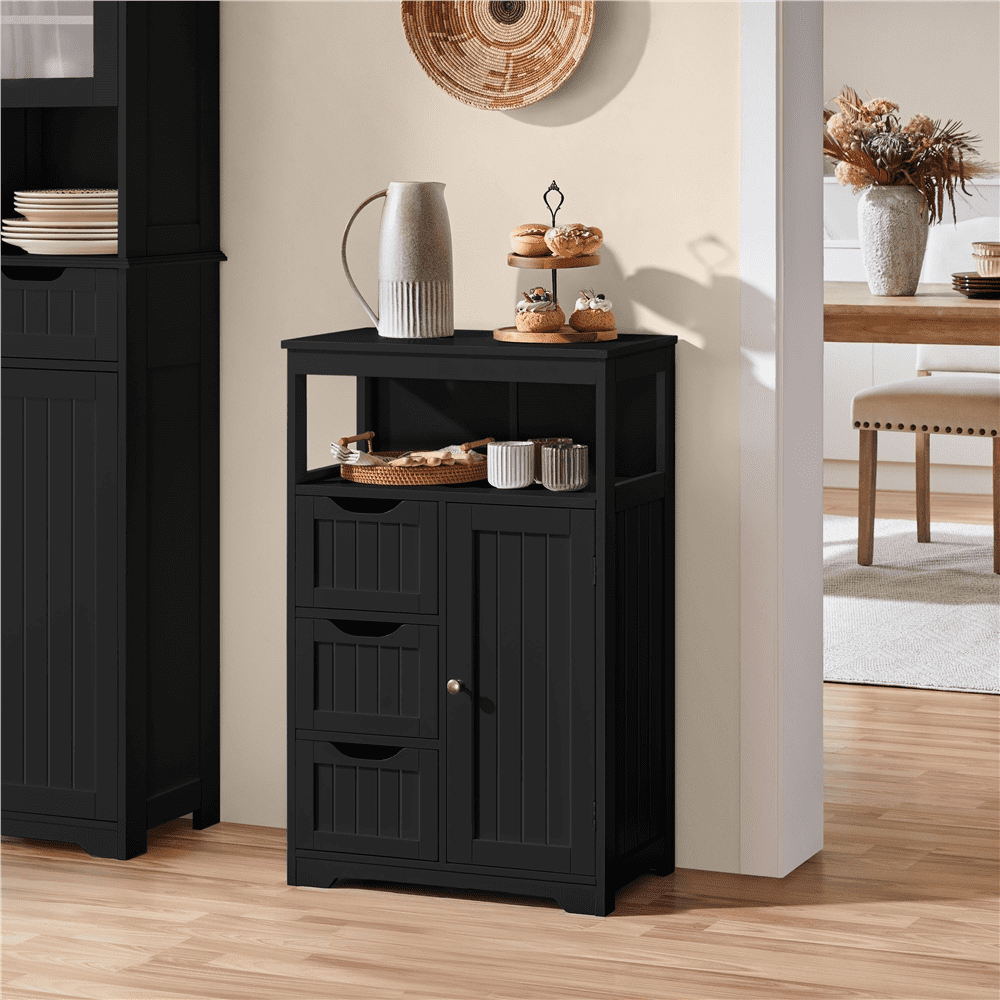 Renwick Bathroom Floor Cabinet, Black, 34″ H
