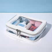BEAUTYSPACE White Color Piped Clear Travel Bag