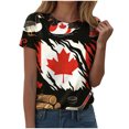 thumbnail image 1 of Ramiter T-Shirt Drapeau du Canada Femme T-Shirt Décontracté à Manches Courtes Basique d'Été Hauts T-Shirt Fête du Canada Blouse à Imprimé Feuille d'Érable Col Rond T-Shirt Gris Foncé,L, 1 of 4