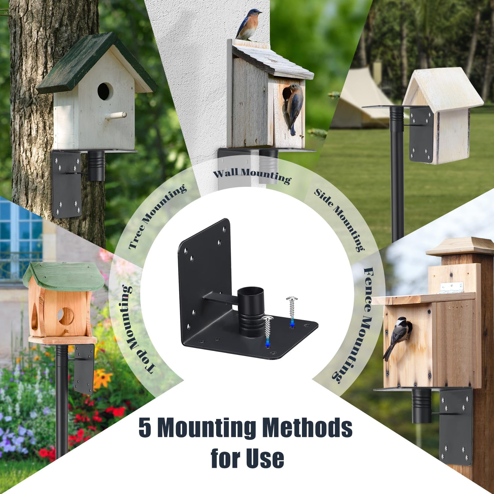 LCOKEIY Bird House Pole, 60" Bird Feeder Pole for Outside Heavy Duty, Adjustable Bird Feeder Stand, Birdhouse Pole for Bluebird, Hummingbird
