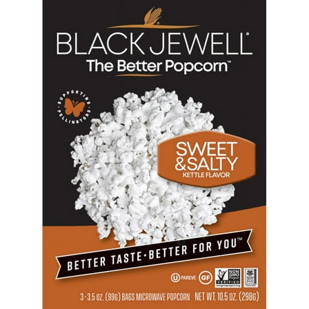 Black Jewell Microwave Popcorn, Kettle Corn, 3 Ct