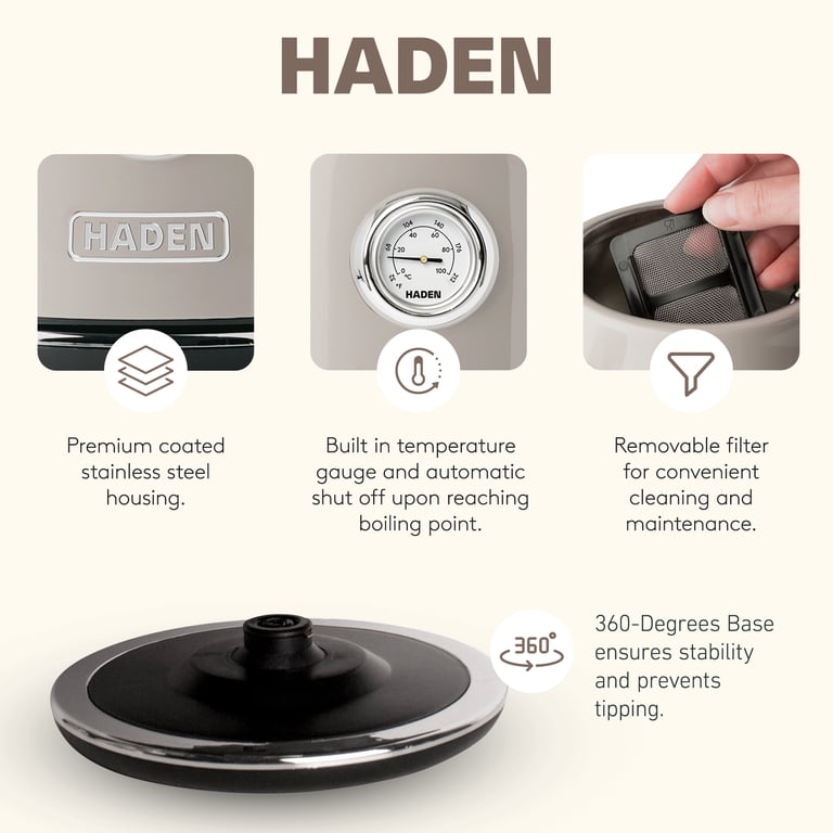 Haden Dorset 2 Slice Wide Toaster & Electric Water Kettle, Putty
