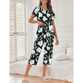 thumbnail image 2 of WQD Womens Pajama Sets Pj Set Floral Print Short Short Sleeve Top With Capri Pants Sleepwear 2 Piece Loungewear with Pockets, 2 of 6