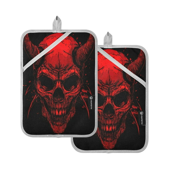 BZSMCE Pot Holder Oven Mitts Cooking baking Red Demon Creative Pattern Size:7x9.8in