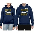 thumbnail image 2 of Wild Bobby, He's the Man She's the Boss Funny Classic His and Hers Matching Couples Hoodies Sweater Set, Navy, Mens M-Womens 2XL, 2 of 3