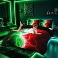 thumbnail image 4 of meiyoeat Neon Lightning Pattern Duvet Cover Set for Boys, Electric Green Red Print Bedding Full, Black Reversible 3-Piece, 1 Duvet Cover and 2 Pillowcases, 4 of 7