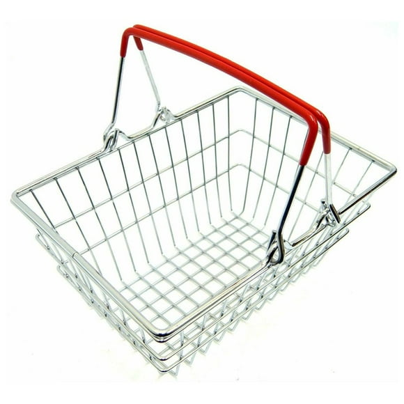 EIMELI Shopping Basket Toy Children Miniature Metal Supermarket Shopping Basket Pretend Role Play Toy Gift