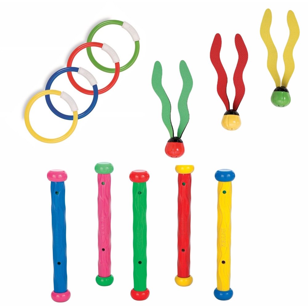 Intex Pool Diving Toys Set of 3 Underwater Fun Balls, Fish Rings, Play