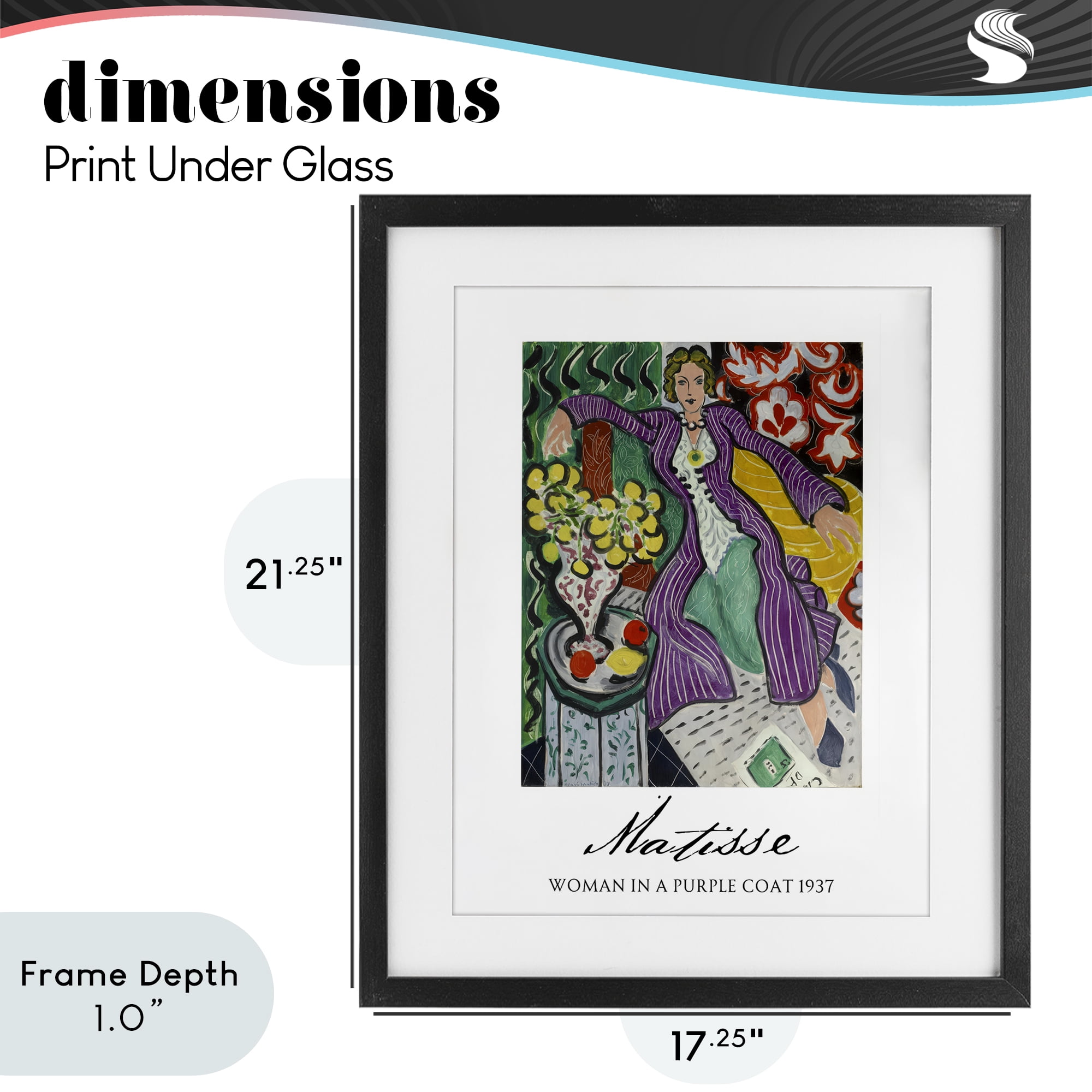 Stupell Industries Matisse Woman In Purple Coat Black Framed Print Under Glass, design by Vintage Hustle