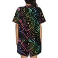 thumbnail image 6 of Fuzoiu Rainbow Glitter Print Women's Short-Sleeved Pajama Set,Lounge Sleepwear Set,Womens Pajama Sets 2 Piece,Button-Up Top and Shorts with Pockets-XX-Large, 6 of 7