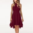 thumbnail image 2 of XDZJLR Womens Dresses formal Solid Halter Neck Button Chiffon Splice A Line Skirt, 2 of 6
