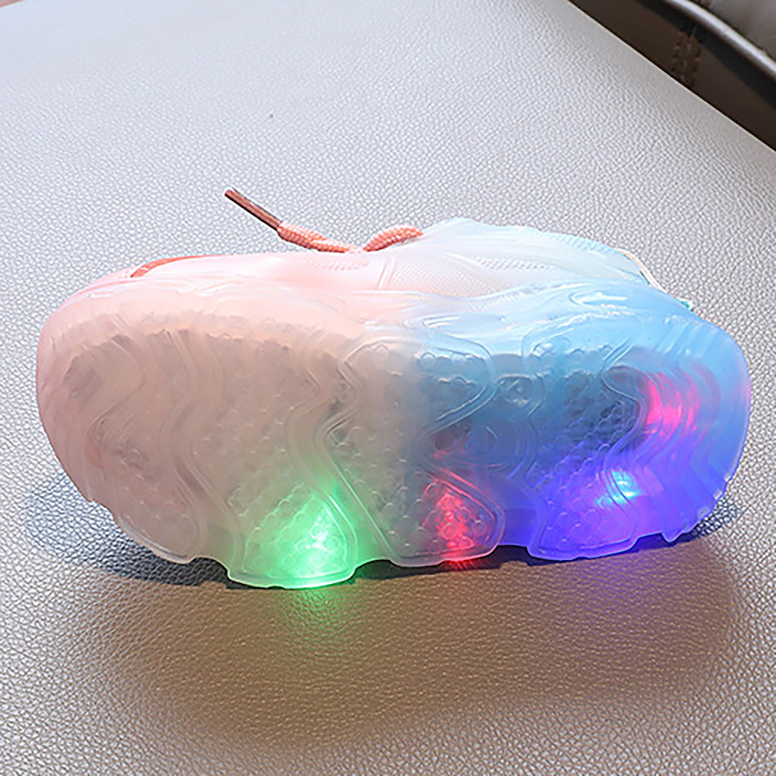 Baby Shoes Girl Sneakers Color Gradient Led Light Shoes Dad Shoes Lace Up Soft Soles Girls' Sneakers,Size 3 Years-3.5 Years