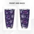 thumbnail image 3 of Fotbe Christmas Purple Snowflakes Pattern 20 oz Tumbler Stainless Steel Vacuum Insulated Coffee Ice Cup Double Wall Travel Flask Leak-proof Coffee Cup-Straw Three-piece Set, 3 of 8