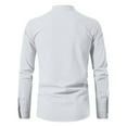 thumbnail image 6 of Men's Long Sleeve Stand Collar Cotton Henley Shirt Hippie Casual Beach Wear for Spring Fall Bohemian Style,Coffee,M, 6 of 9