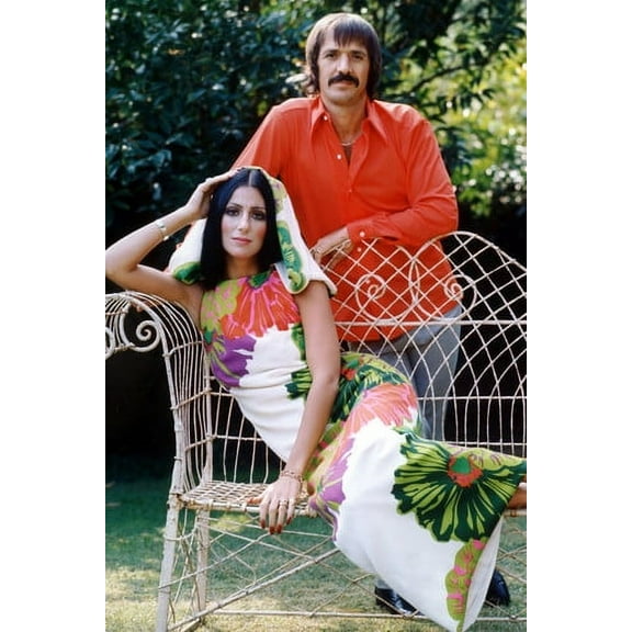 Sonny and Cher Rare in Their Garden Color 24x36 Poster