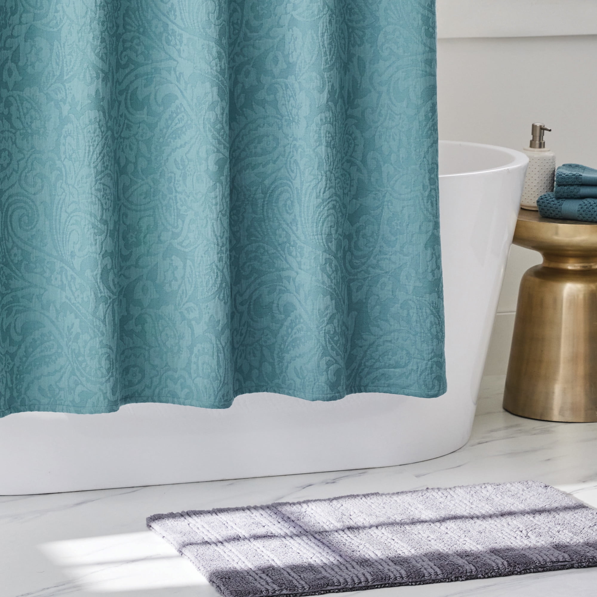 Better Homes & Gardens Paisley Matelassé Shower Curtain, Blue, 72 in x 72 in