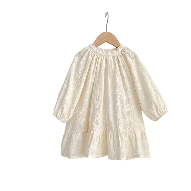 oqasdz Robes pour Filles Robe de Soirée Élégante avec Manches en Dentelle Florale Célébrations Jupe Douce et Confortable Robe Extensible