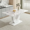 thumbnail image 1 of Modern MDF table suitable for 4-6 people,63'' dining table with white marble textured MDF tabletop,easy to assemble,durable frame, making it an ideal choice for restaurants., 1 of 16