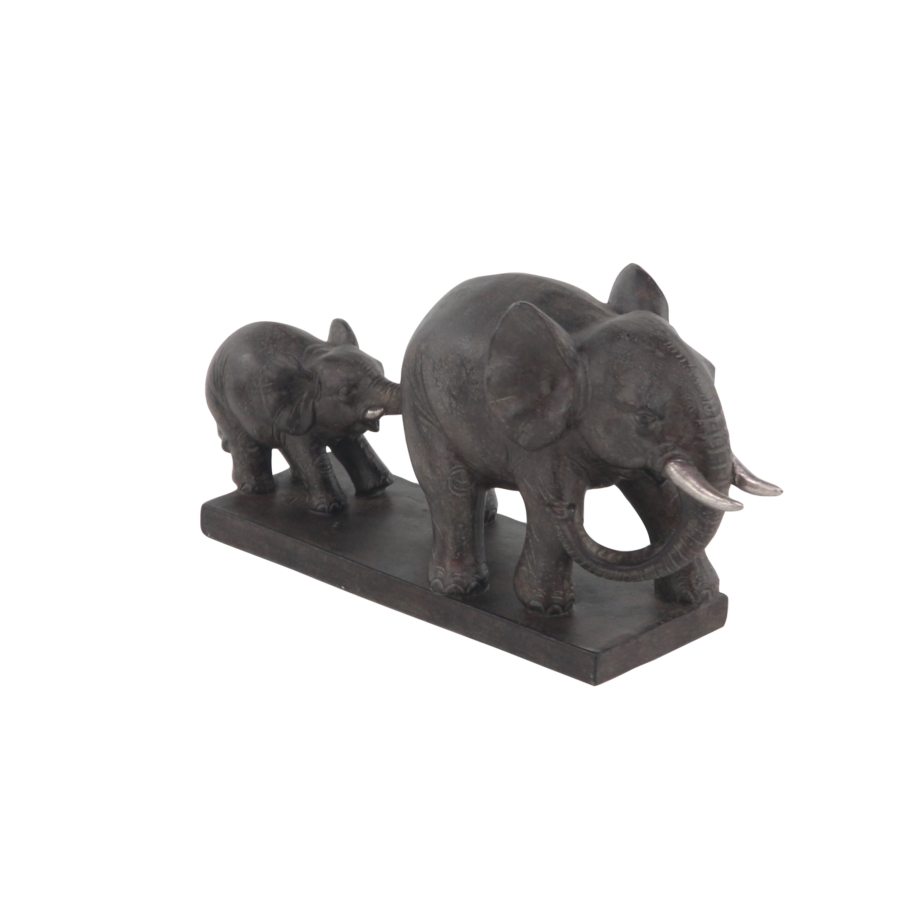 11" x 6" Brown Polystone Elephant Sculpture, by DecMode
