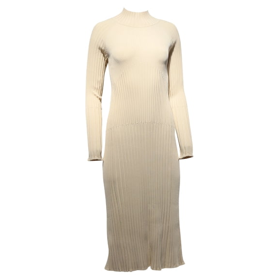 Pre-Owned Proenza Schouler Carmen Ribbed-Knit Midi Dress in Cream Viscose