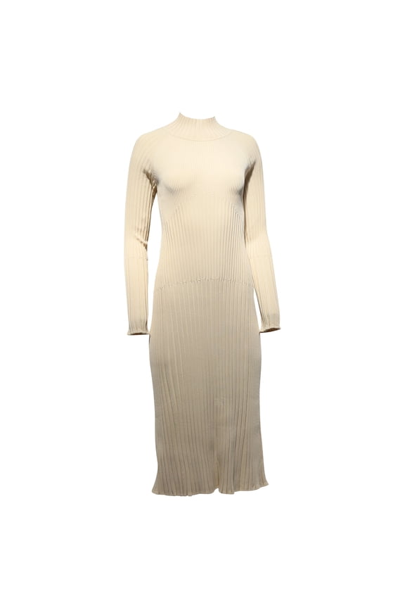 Pre-Owned Proenza Schouler Carmen Ribbed-Knit Midi Dress in Cream Viscose